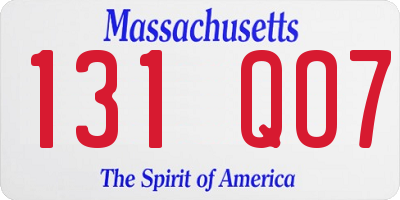 MA license plate 131QO7