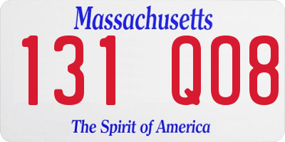MA license plate 131QO8