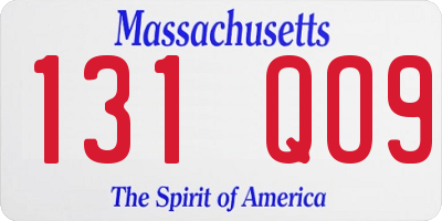 MA license plate 131QO9