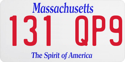 MA license plate 131QP9