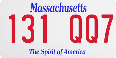 MA license plate 131QQ7