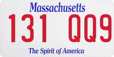 MA license plate 131QQ9