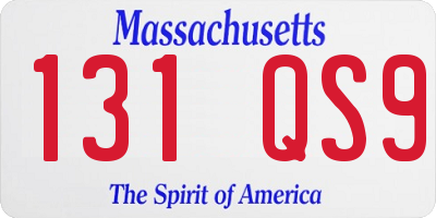 MA license plate 131QS9