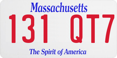MA license plate 131QT7