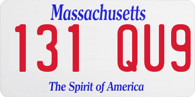 MA license plate 131QU9