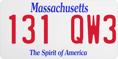 MA license plate 131QW3