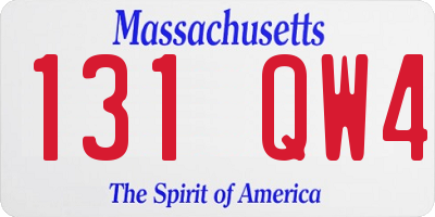 MA license plate 131QW4