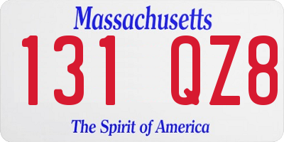 MA license plate 131QZ8