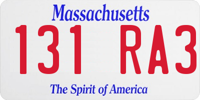 MA license plate 131RA3