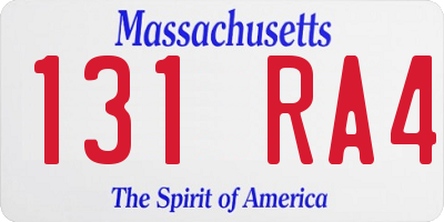 MA license plate 131RA4