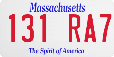 MA license plate 131RA7