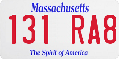 MA license plate 131RA8
