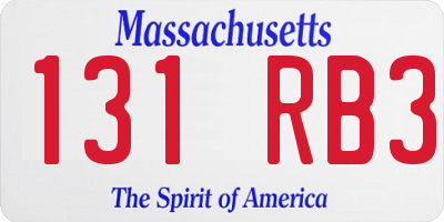 MA license plate 131RB3