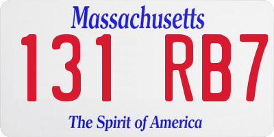 MA license plate 131RB7
