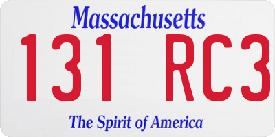MA license plate 131RC3