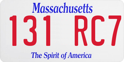 MA license plate 131RC7