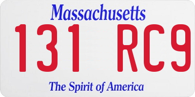 MA license plate 131RC9