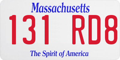 MA license plate 131RD8