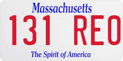 MA license plate 131RE0