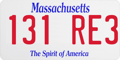 MA license plate 131RE3