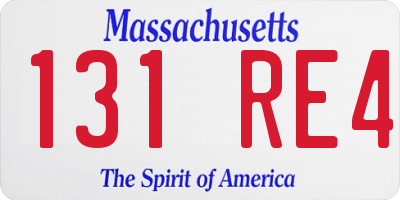 MA license plate 131RE4