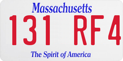 MA license plate 131RF4