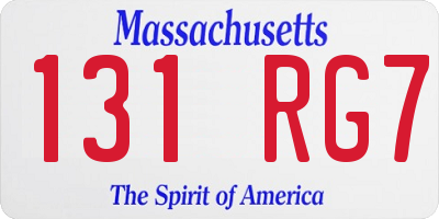 MA license plate 131RG7