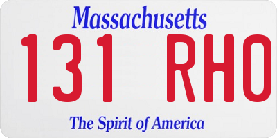 MA license plate 131RH0