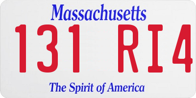 MA license plate 131RI4