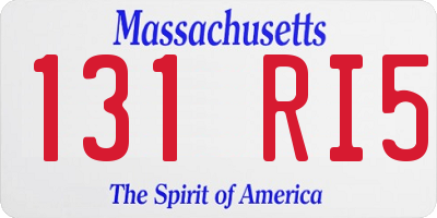 MA license plate 131RI5