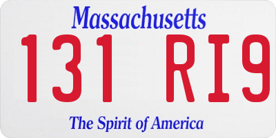 MA license plate 131RI9