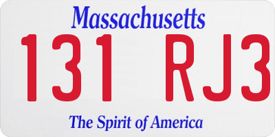 MA license plate 131RJ3