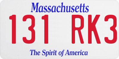 MA license plate 131RK3