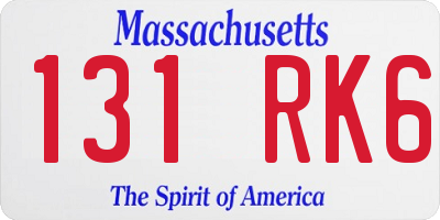 MA license plate 131RK6