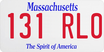 MA license plate 131RL0