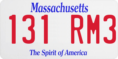 MA license plate 131RM3