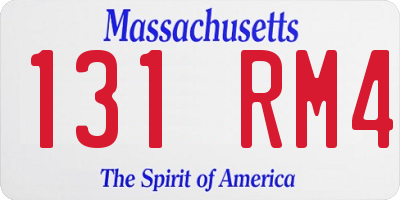 MA license plate 131RM4