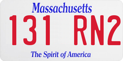 MA license plate 131RN2
