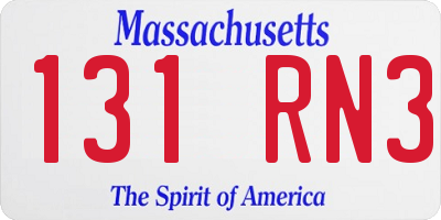 MA license plate 131RN3