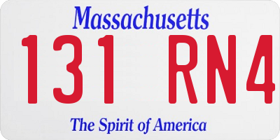 MA license plate 131RN4
