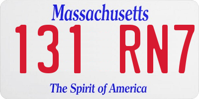 MA license plate 131RN7