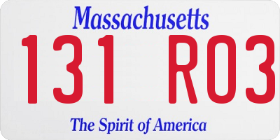 MA license plate 131RO3