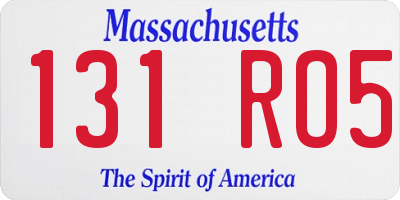 MA license plate 131RO5
