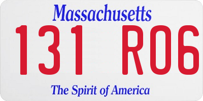 MA license plate 131RO6