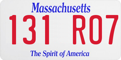 MA license plate 131RO7
