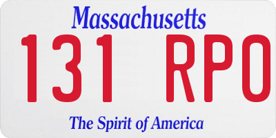 MA license plate 131RP0
