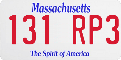 MA license plate 131RP3