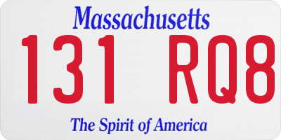 MA license plate 131RQ8