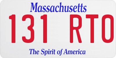 MA license plate 131RT0