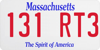MA license plate 131RT3